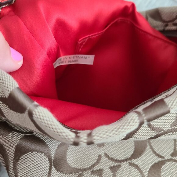 Coach Signature C Crossbody Bag with Red Leather Trim - Picture 8 of 10